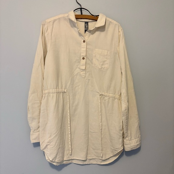 Mountain Hardwear Cream Long Sleeve Cotton-Linen Blend Tunic Top Women’s M - Picture 1 of 6